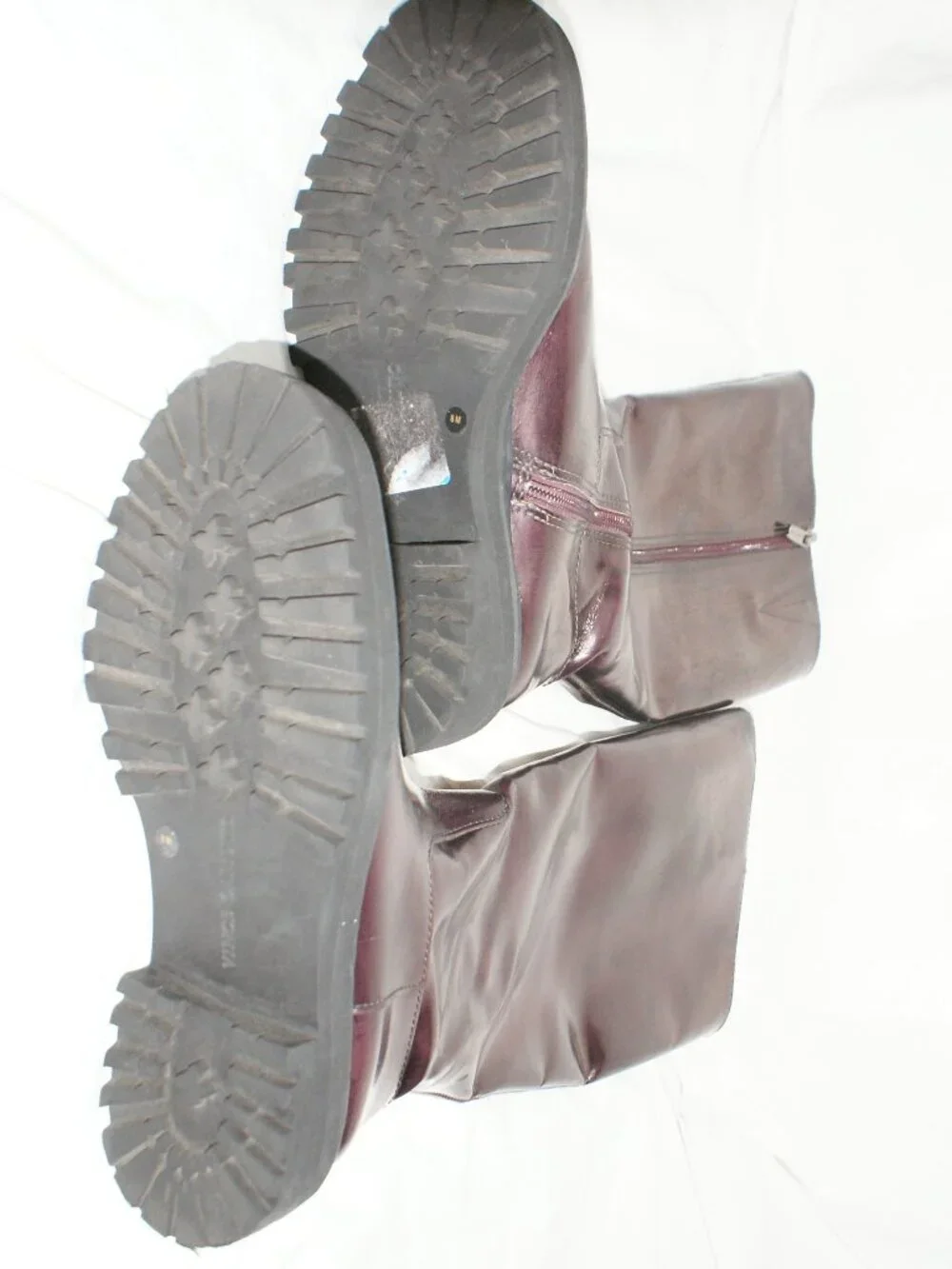 Vince Camuto Wine Leather Lug Sole Tall Boot - 8 - BRAND NEW